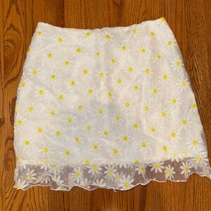 Forever 21 White Skirt with Yellow Floral Design